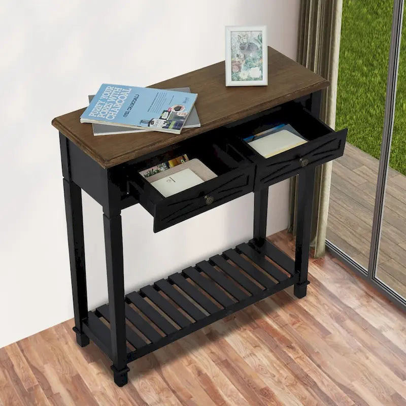 Kinbor Console Table with 2 Drawers, Sofa Table with Storage Shelf for Entryway, Hallways Furniture