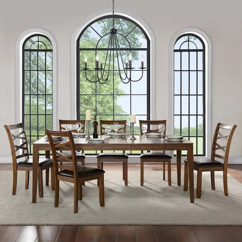 *Limited* Zarbel 6-8 People Rectangle Dining Table Modern Farmhouse Solid Wood Expandable Leaf Table Kitchen Dining room