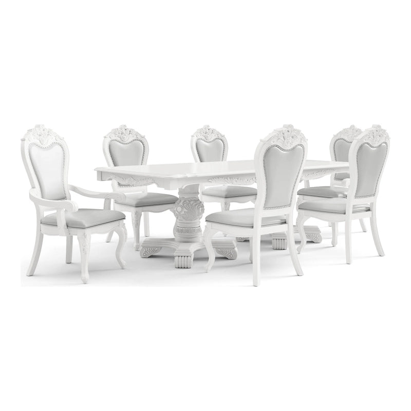 Furniture of America Eugene Traditional Solid Wood 7-Piece Expandable Dining Table Set