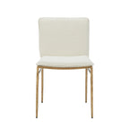 Cid Abby 19 Inch Side Dining Chair, Off White, Brass Gold Finished Legs