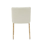 Cid Abby 19 Inch Side Dining Chair, Off White, Brass Gold Finished Legs
