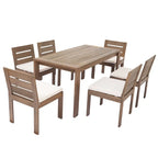 7 Piece Acacia Wood Outdoor Dining Set, Suitable for Patio