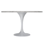 LeisureMod Verve 48  Round Dining Table with Stone TableTop and White Steel Base for Kitchen & Dining Room