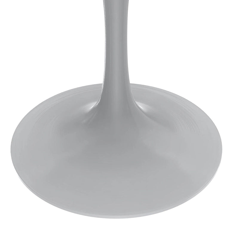 LeisureMod Verve 48  Round Dining Table with Stone TableTop and White Steel Base for Kitchen & Dining Room