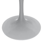 LeisureMod Verve 48  Round Dining Table with Stone TableTop and White Steel Base for Kitchen & Dining Room