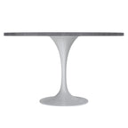 LeisureMod Verve 48  Round Dining Table with Stone TableTop and White Steel Base for Kitchen & Dining Room