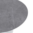 LeisureMod Verve 48  Round Dining Table with Stone TableTop and White Steel Base for Kitchen & Dining Room