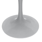 LeisureMod Verve 48  Round Dining Table with Stone TableTop and White Steel Base for Kitchen & Dining Room