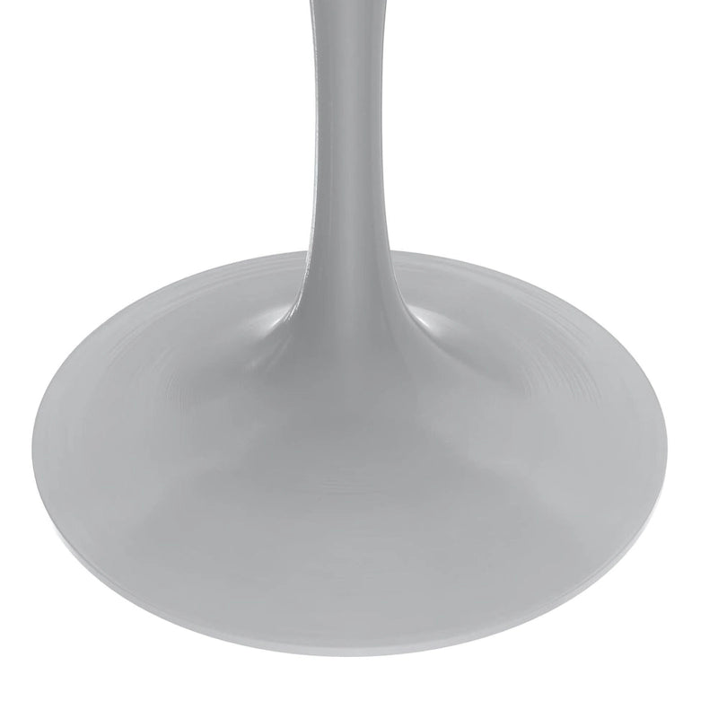 LeisureMod Verve 48  Round Dining Table with Stone TableTop and White Steel Base for Kitchen & Dining Room