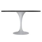 LeisureMod Verve 48  Round Dining Table with Stone TableTop and White Steel Base for Kitchen & Dining Room