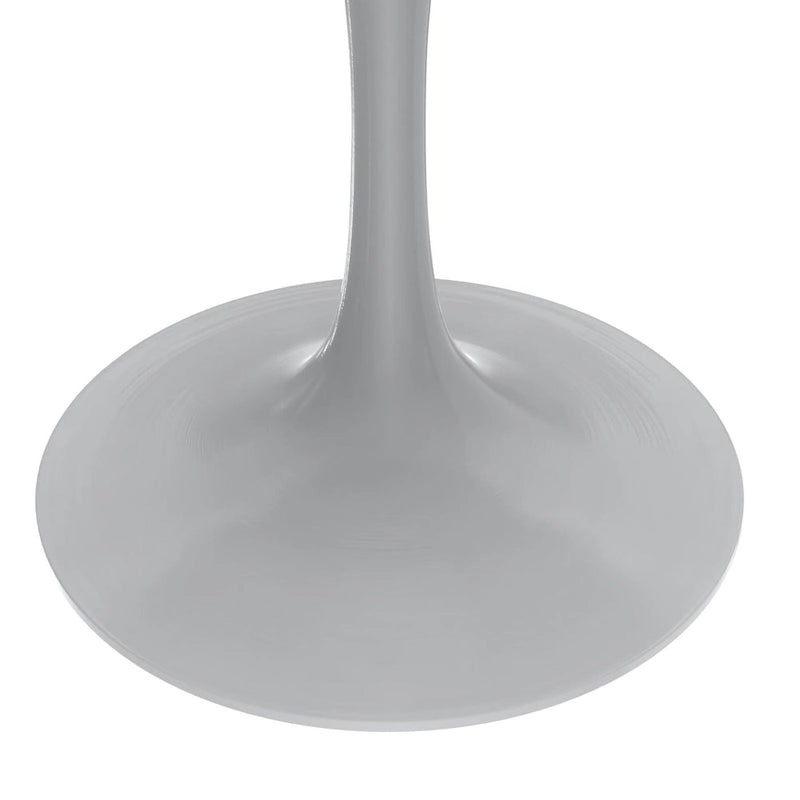 LeisureMod Verve 48  Round Dining Table with Stone TableTop and White Steel Base for Kitchen & Dining Room