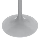 LeisureMod Verve 48  Round Dining Table with Stone TableTop and White Steel Base for Kitchen & Dining Room