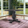 HomeRoots 47  Black Rounded Solid Wood Pedestal Base Dining Table
