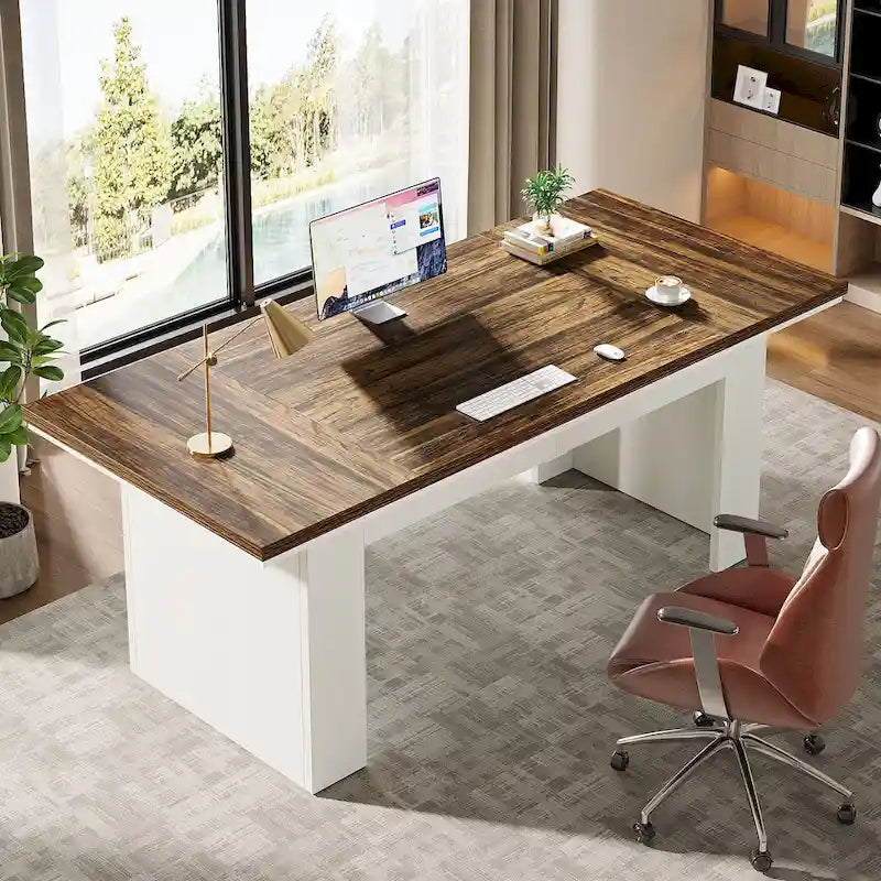 63  Large Computer Desk,Modern Executive Desk Home Office Desk Study Writing Desk