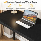 47 inch Computer Wood Desk Office Desks with 5-Drawer, Writing Desk with Metal Frame for Bedroom Study
