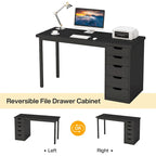 47 inch Computer Wood Desk Office Desks with 5-Drawer, Writing Desk with Metal Frame for Bedroom Study
