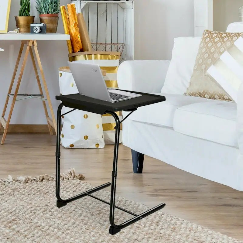 Folding TV Tray Laptop Table End Table Height Adjustable Cup Holder