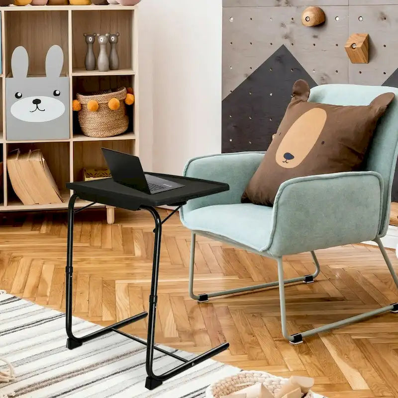 Folding TV Tray Laptop Table End Table Height Adjustable Cup Holder