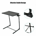 Folding TV Tray Laptop Table End Table Height Adjustable Cup Holder
