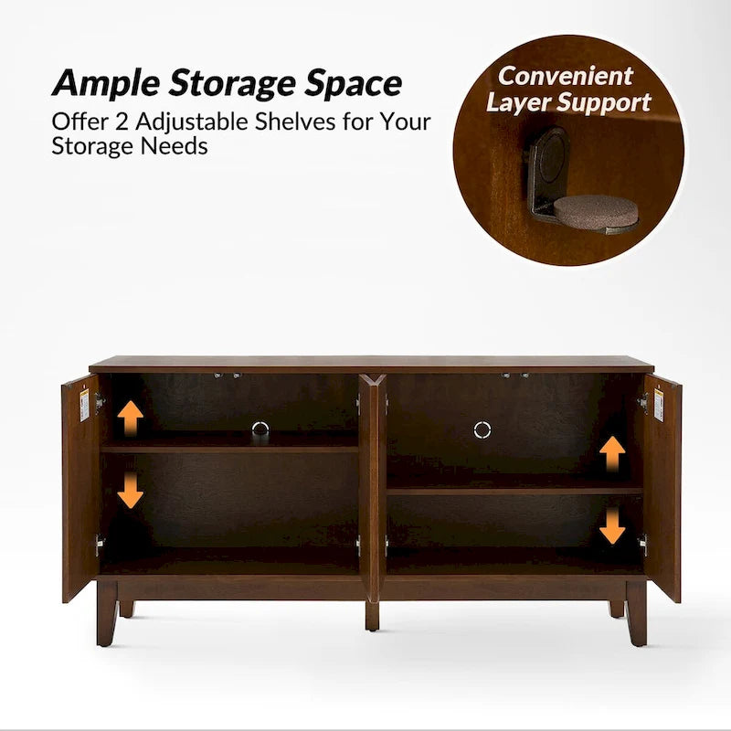 Ofelia Mid-century 60  Wide Geometric Patterned Sideboard with Adjustable Shelves by HULALA HOME