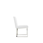 Boly 19 Inch Side Dining Chair Set of 2, Chrome Cantilever Steel Base White