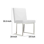 Boly 19 Inch Side Dining Chair Set of 2, Chrome Cantilever Steel Base White