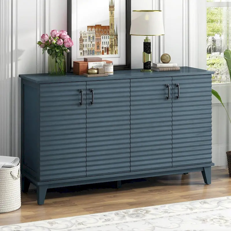 Large Storage Buffet with Adjustable Shelves and Metal Handles