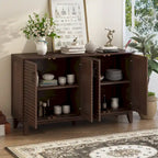 Large Storage Buffet with Adjustable Shelves and Metal Handles