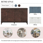 Large Storage Buffet with Adjustable Shelves and Metal Handles