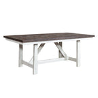 Farmhouse White and Wood Tone 5 Piece Trestle Table Set