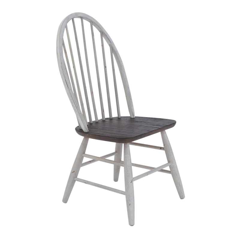 Farmhouse White and Wood Tone 5 Piece Trestle Table Set