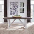 Farmhouse White and Wood Tone 5 Piece Trestle Table Set
