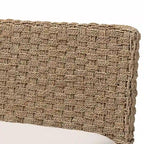 Denver Modern Bohemian Natural Seagrass and Acacia Wood 2-Piece Dining Nook Banquette Set