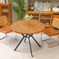 Grondin Modern Farmhouse Style 38.6 Round Dining Table with 1.18  Thick MDF Tabletop and Pedestal Cross Metal Legs