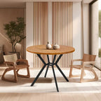 Grondin Modern Farmhouse Style 38.6 Round Dining Table with 1.18  Thick MDF Tabletop and Pedestal Cross Metal Legs