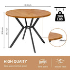 Grondin Modern Farmhouse Style 38.6 Round Dining Table with 1.18  Thick MDF Tabletop and Pedestal Cross Metal Legs