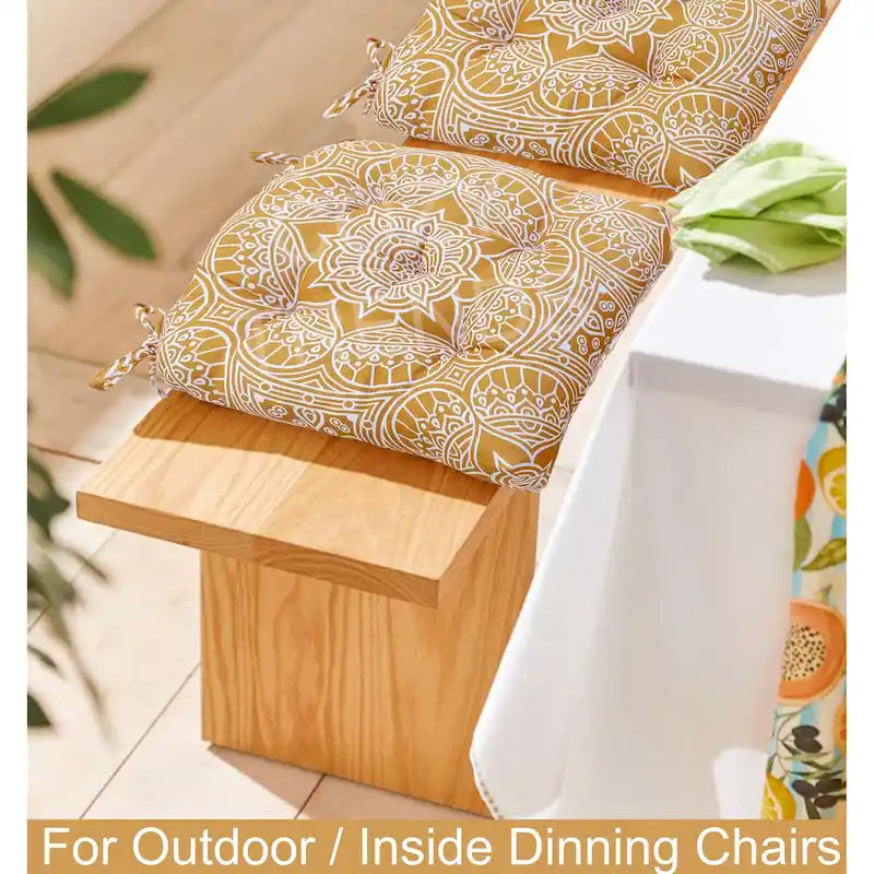 Indoor/Outdoor Chair Seat Cushion, Tufted, Weather, Water and Fade Resistant, 19 x 19 (Sert of 2)