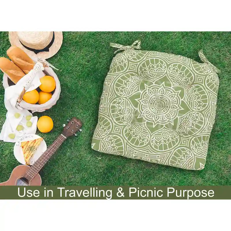 Indoor/Outdoor Chair Seat Cushion, Tufted, Weather, Water and Fade Resistant, 19 x 19 (Sert of 2)