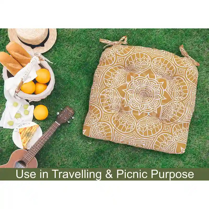 Indoor/Outdoor Chair Seat Cushion, Tufted, Weather, Water and Fade Resistant, 19 x 19 (Sert of 2)