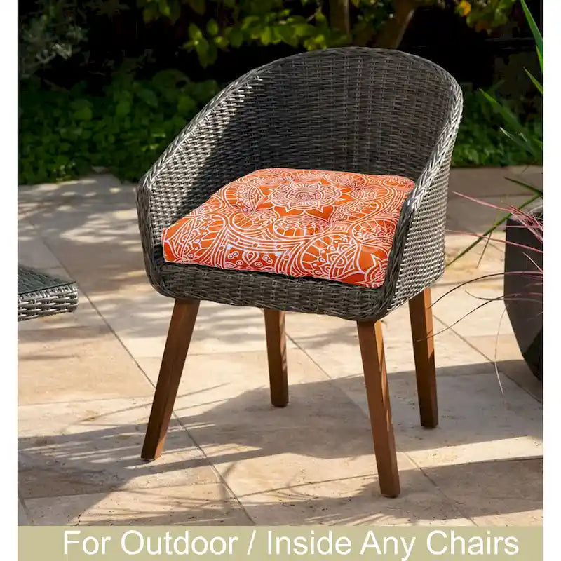 Indoor/Outdoor Chair Seat Cushion, Tufted, Weather, Water and Fade Resistant, 19 x 19 (Sert of 2)