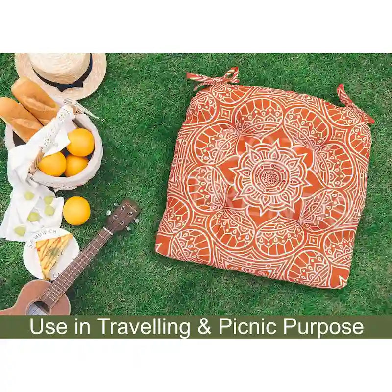 Indoor/Outdoor Chair Seat Cushion, Tufted, Weather, Water and Fade Resistant, 19 x 19 (Sert of 2)