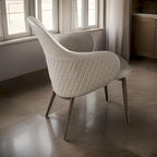 Liy 26 Inch Dining Chair Set of 2, Curved Padded, Tufted Beige Faux Leather