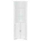 RiverRidge Somerset Tall Corner Bathroom Cabinet Storage Organizer with Doors and an Adjustable Shelf - White