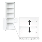 RiverRidge Somerset Tall Corner Bathroom Cabinet Storage Organizer with Doors and an Adjustable Shelf - White