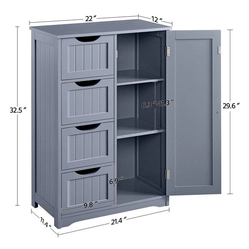 Wooden Bathroom Floor Cabinet - 13 D x 22 W x 32 H