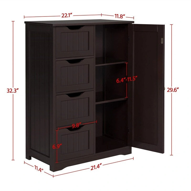 Wooden Bathroom Floor Cabinet - 13 D x 22 W x 32 H