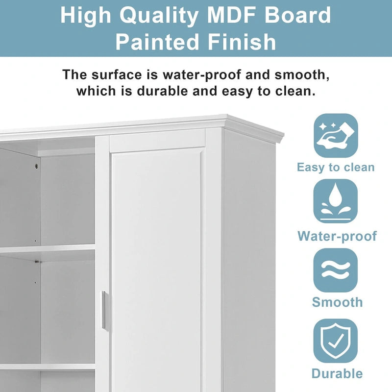 Tall Bathroom Storage Cabinet with Two Doors and Drawers