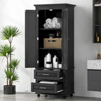 Freestanding Tall Storage Cabinet with 2 Drawers & 2 Doors for Bathroom/Office