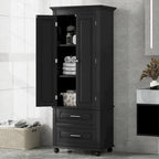 Freestanding Tall Storage Cabinet with 2 Drawers & 2 Doors for Bathroom/Office