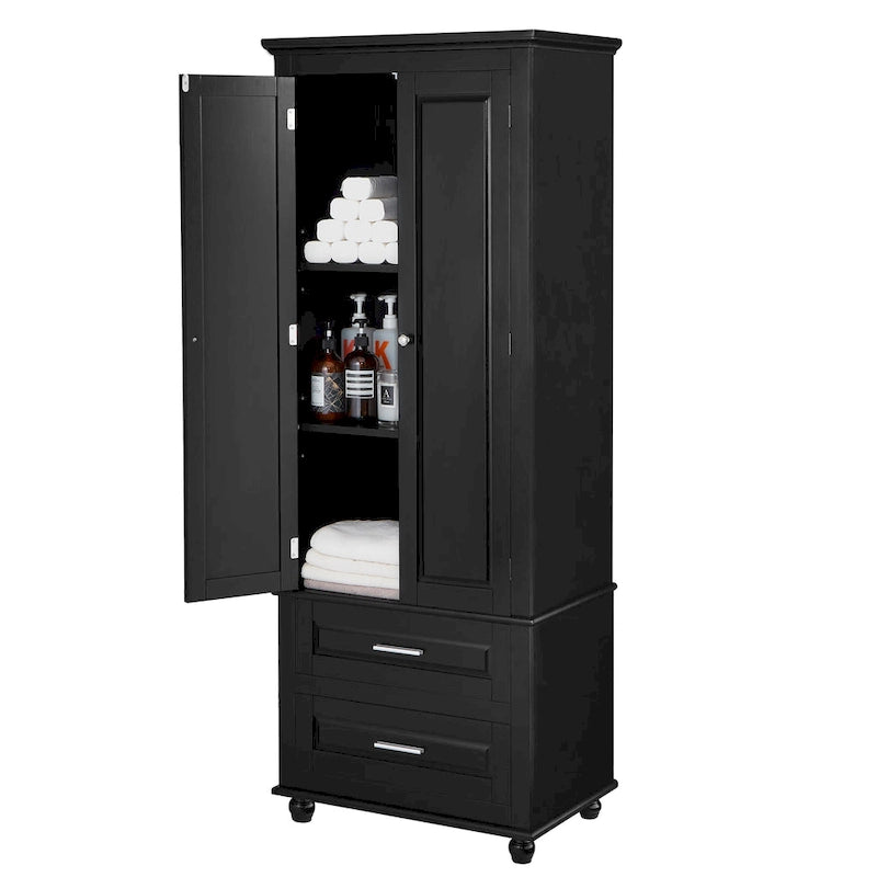 Freestanding Tall Storage Cabinet with 2 Drawers & 2 Doors for Bathroom/Office